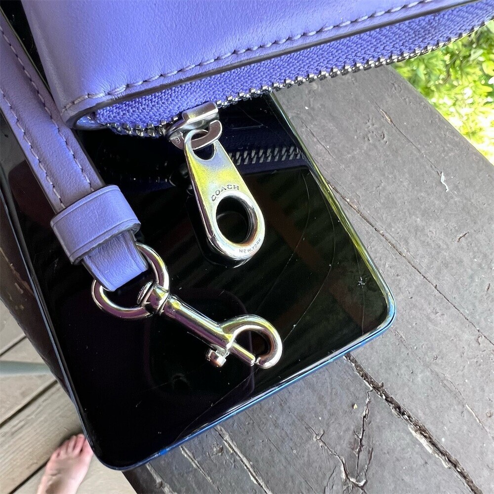 COACH Long Zip-Around Wallet Purple Smooth Leather w Silver Hardware AUTHENTIC - Picture 10 of 11